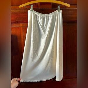 Vintage White Half Slip Skirt Nylon Lingerie Underskirt, Petticoat, Lace Size M